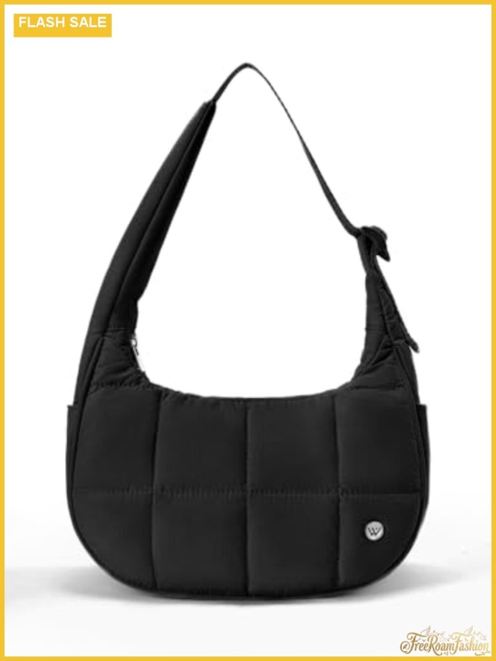 Waterproof Nylon Puffer Crescent Shoulder Bag Quilted Adjustable Strap